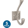 image:imageFranklin Brass Ruavista 5Pack Coat and Hat Wall Hooks Double Hooks for Hanging Nickel Wall Mount Hanger Backpack Purse Bag Towel Organization Decorative Wall Hooks B48022KNICCPack of 5