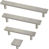 image:imageFranklin Brass 5Pack  Satin Nickel Cabinet Handles 3 Inch Hole Center Modern Pulls for Drawers Kitchen Cabinet Door Dressers  Simple ChamferedBrushed Nickel